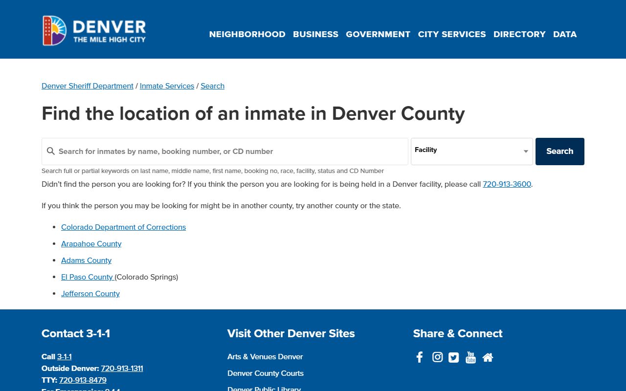 Denver County inmate search roster fields